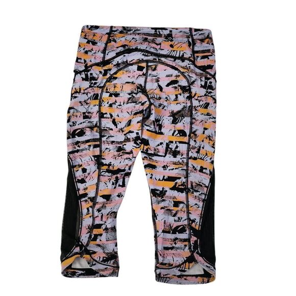 Lululemon Leggings Womens 6 Sun Runner 17" Inversion Black Stripe Mesh Crop - Picture 7 of 10